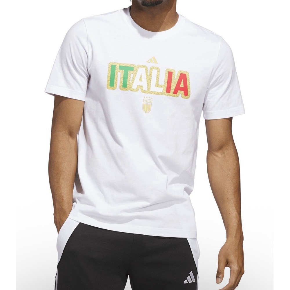 Adidas Italy Football Men's Official T-shirt Size L White New